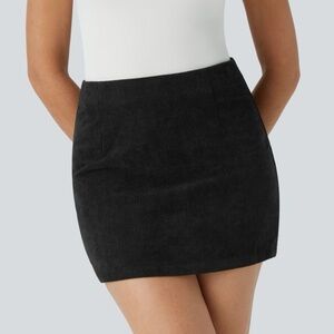 Halara High Waisted Invisible Zipper 2-in-1 Mini Corduroy Casual Skirt